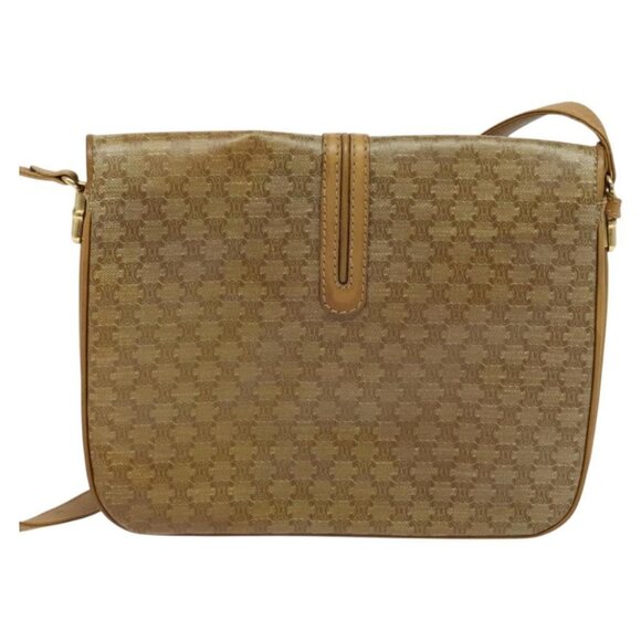 CELINE Macadam Canvas Shoulder Bag PVC Beige Gold Auth sw637 - Picture 3 of 16